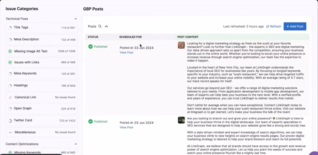 search atlas OTTO gbp posts optimization