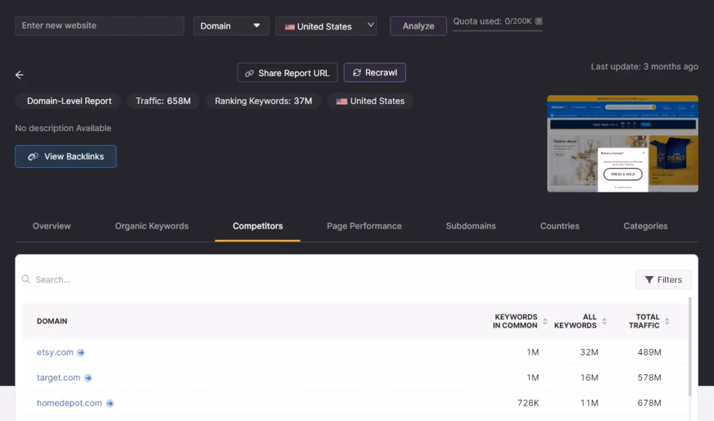 Search Atlas competitor analysis feature