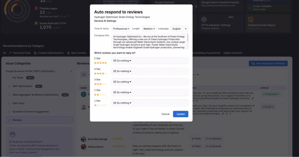 Search Atlas Auto Respond to Reviews Google Business Profile Management Software