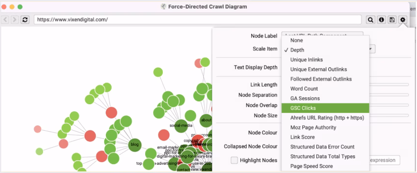 screaming frog gsc clicks