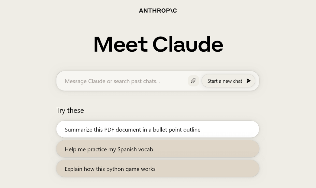 Claude AI interface example