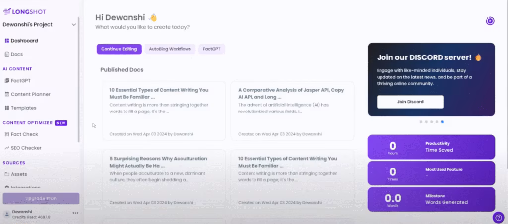 LongShot AI Content SEO Tool