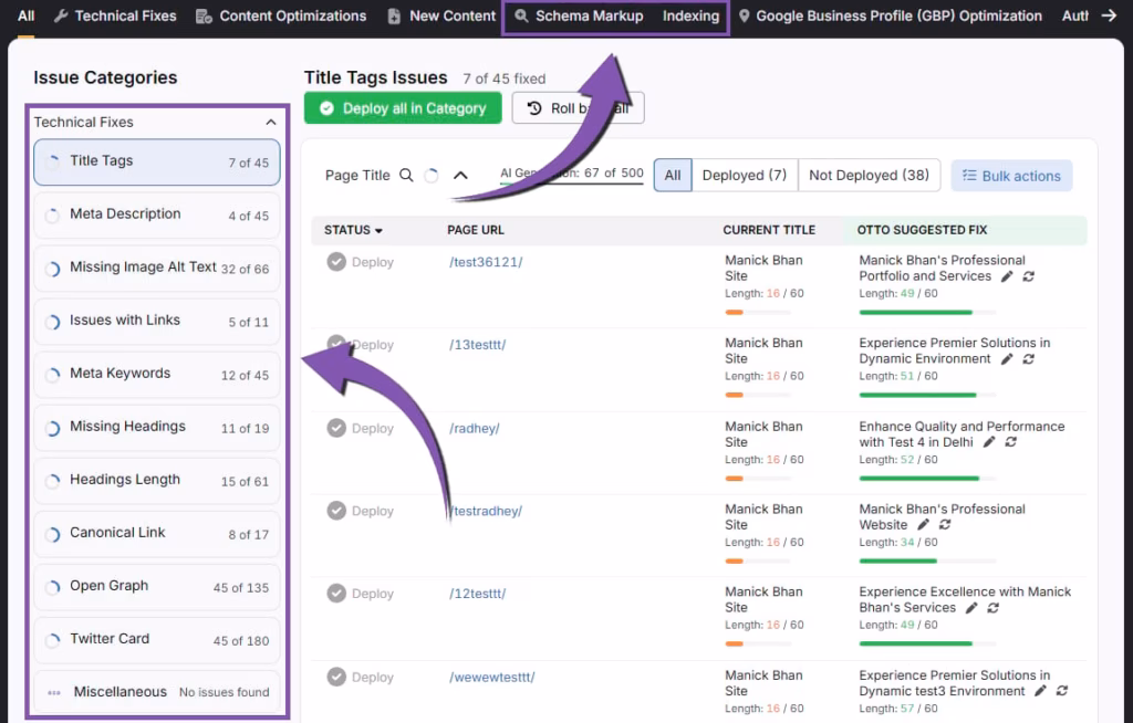 OTTO technical fixes