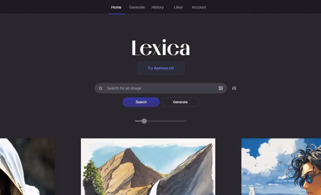 lexica ai main screen