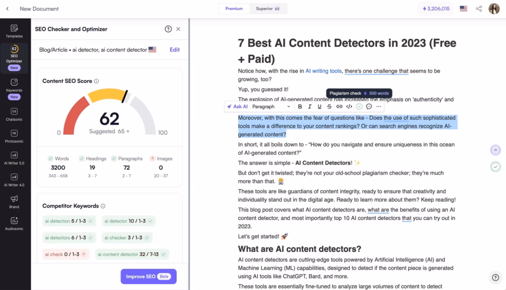 writesonic content optimization tool