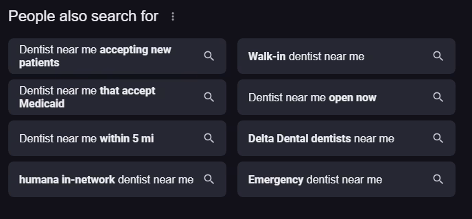Google local keyword research tool people also search for dentist near me
