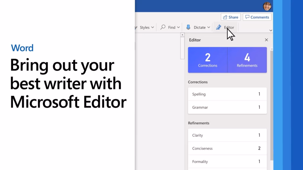 Microsoft Word Editor readability stats