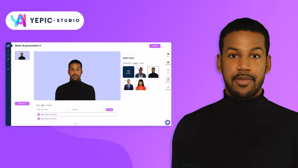 Yepic AI main dashboard