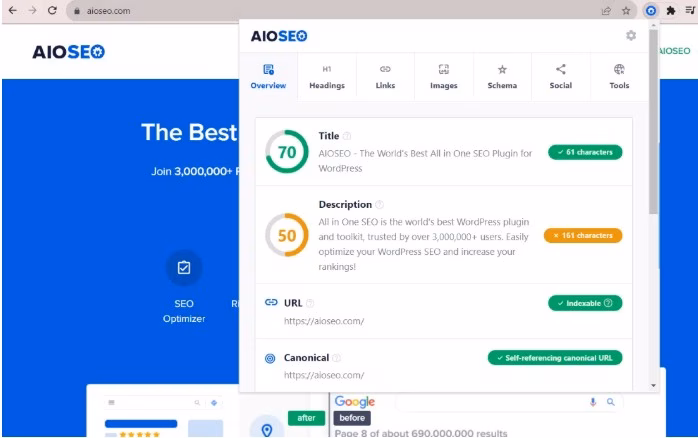 aioseo chrome extension image
