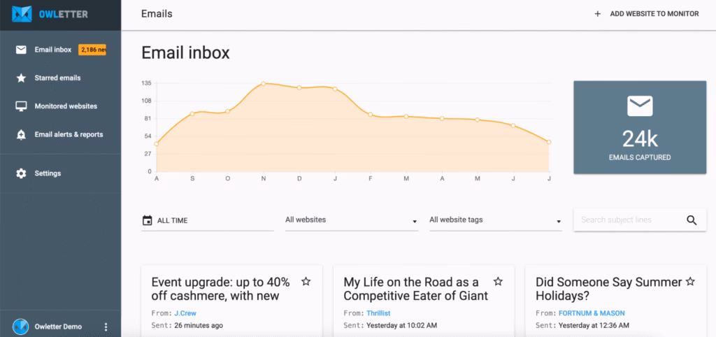 owletter competitor email capturing and analysis