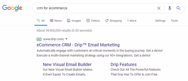 google ads search ads example g2