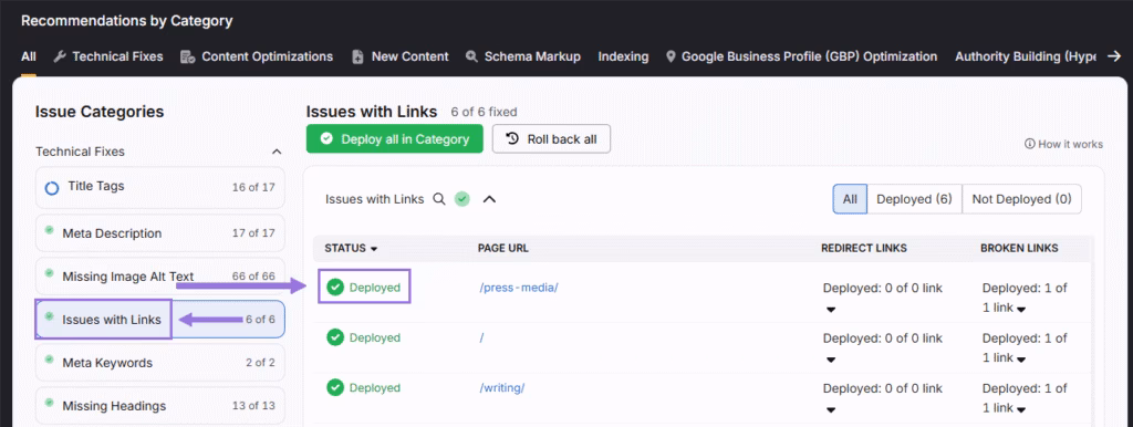OTTO SEO issues with links