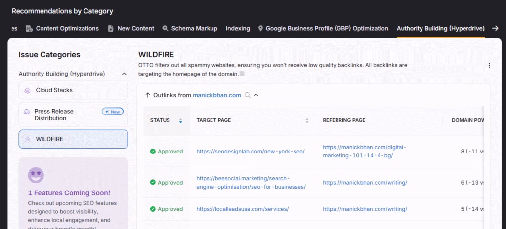 otto wildfire backlink exchange