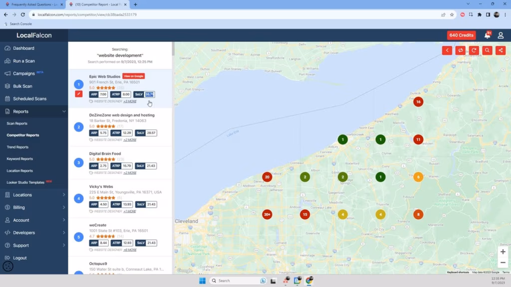 Local Falcon Dashboard, Reports