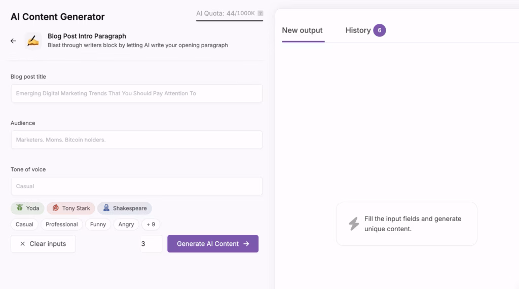 Blog Post Intro Paragraph AI Content Template Tone of Voice