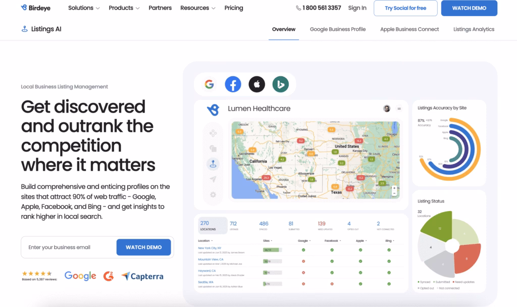 Listing IA overview Birdeye page
