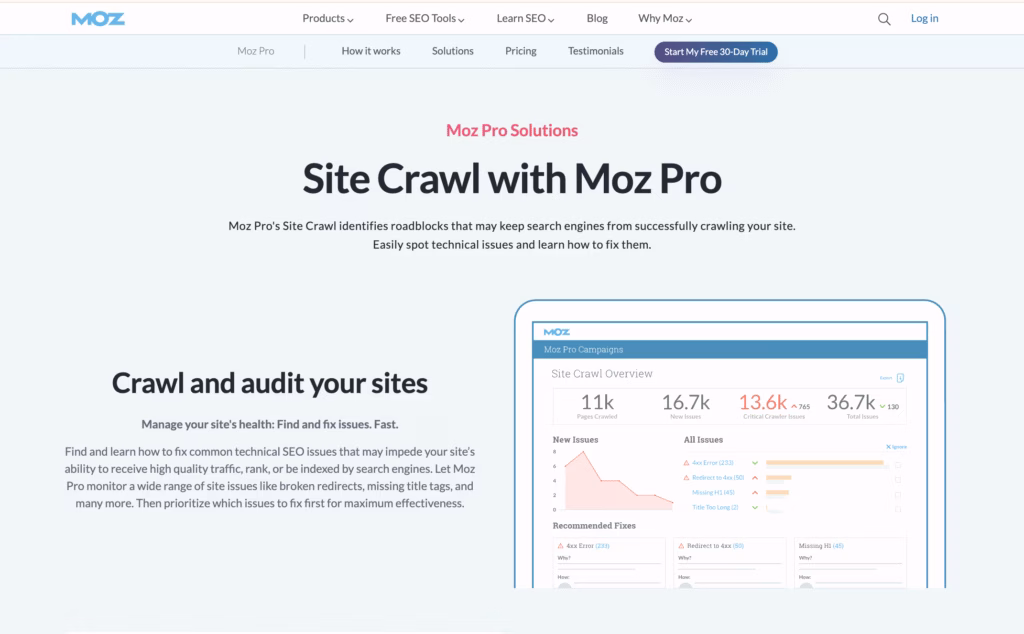 Site Crawl with Moz Pro
