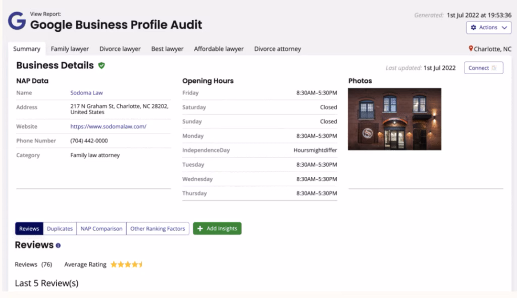 brightlocal GBP audit