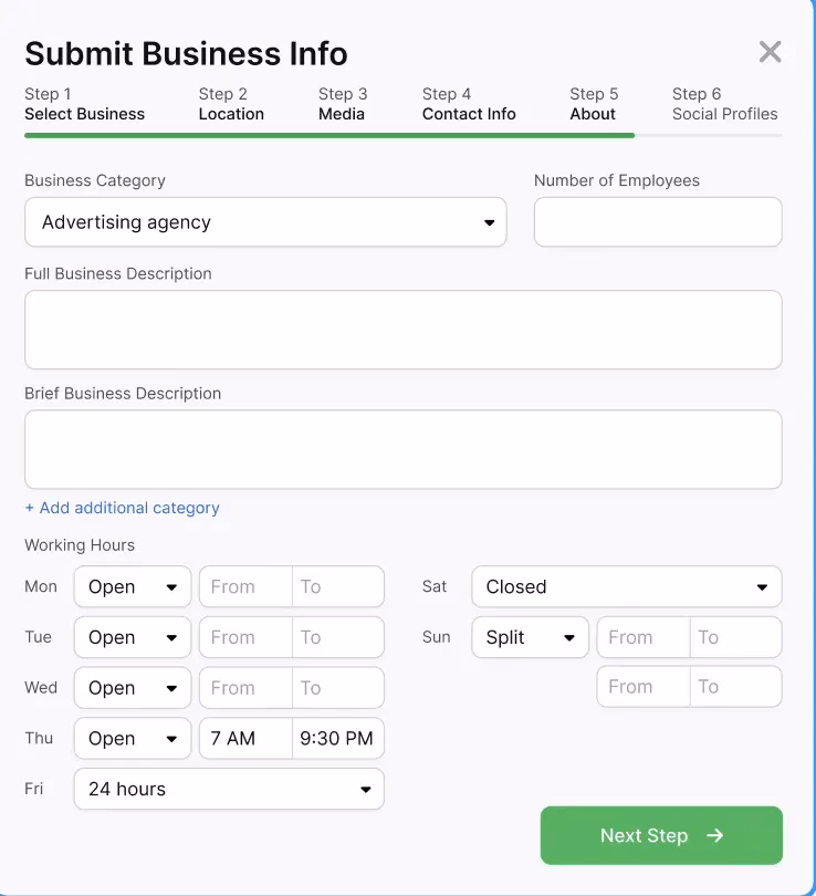 Submit Business Info