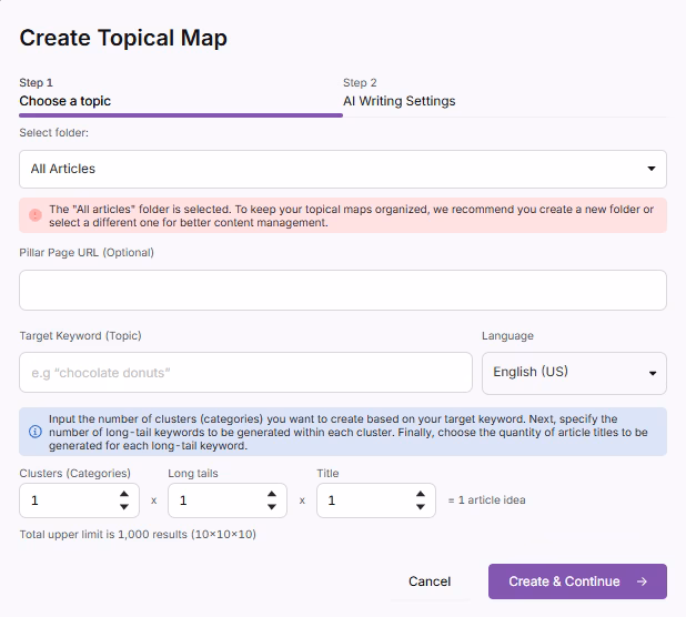 how to create a topical map with Search Atlas