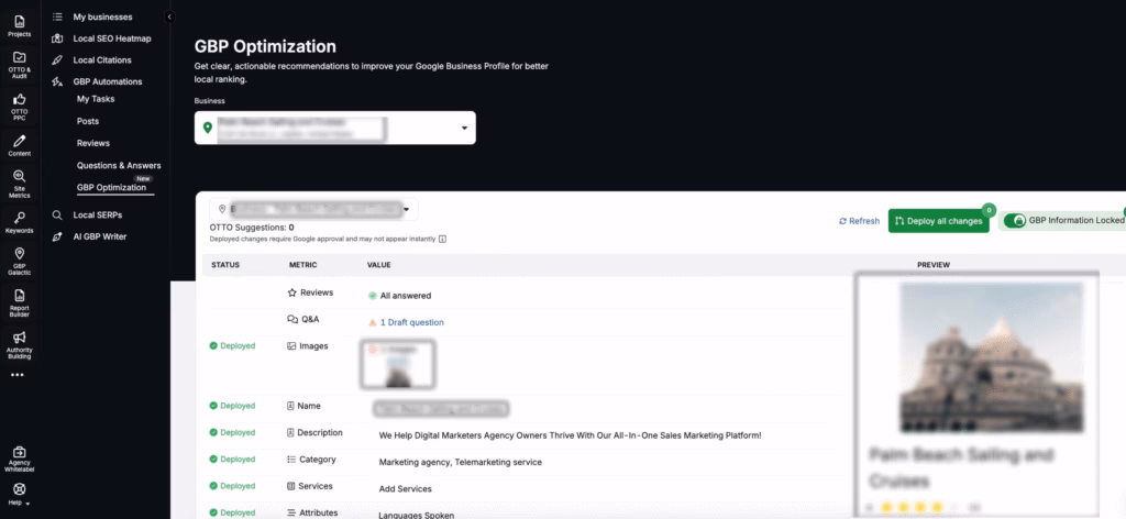 search atlas GBP optimization automation OTTO