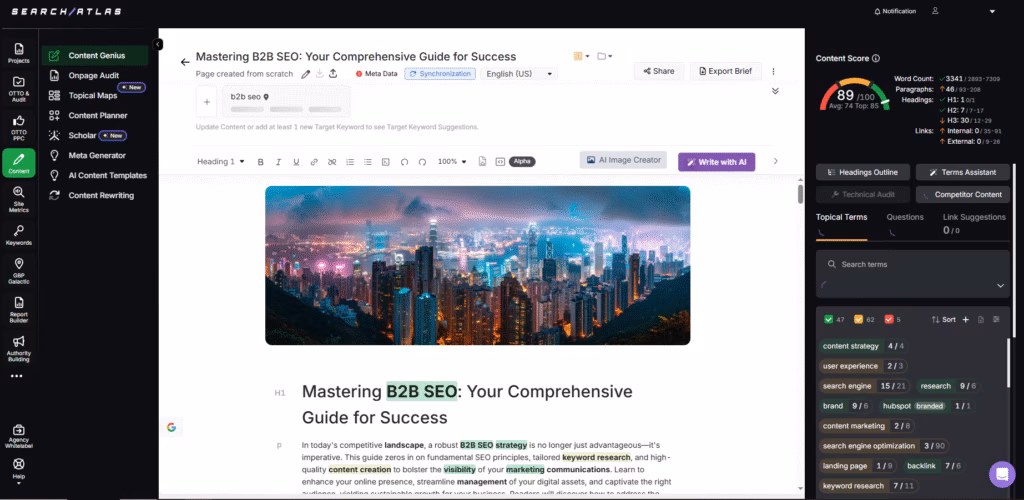 search atlas content genius mastering B2B SEO