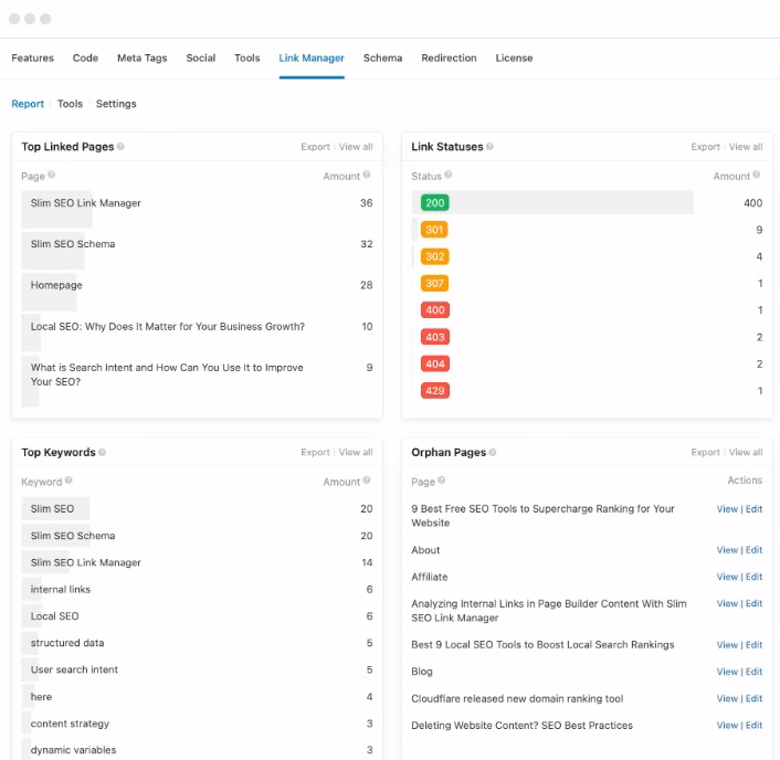 Slim SEO Link Manager