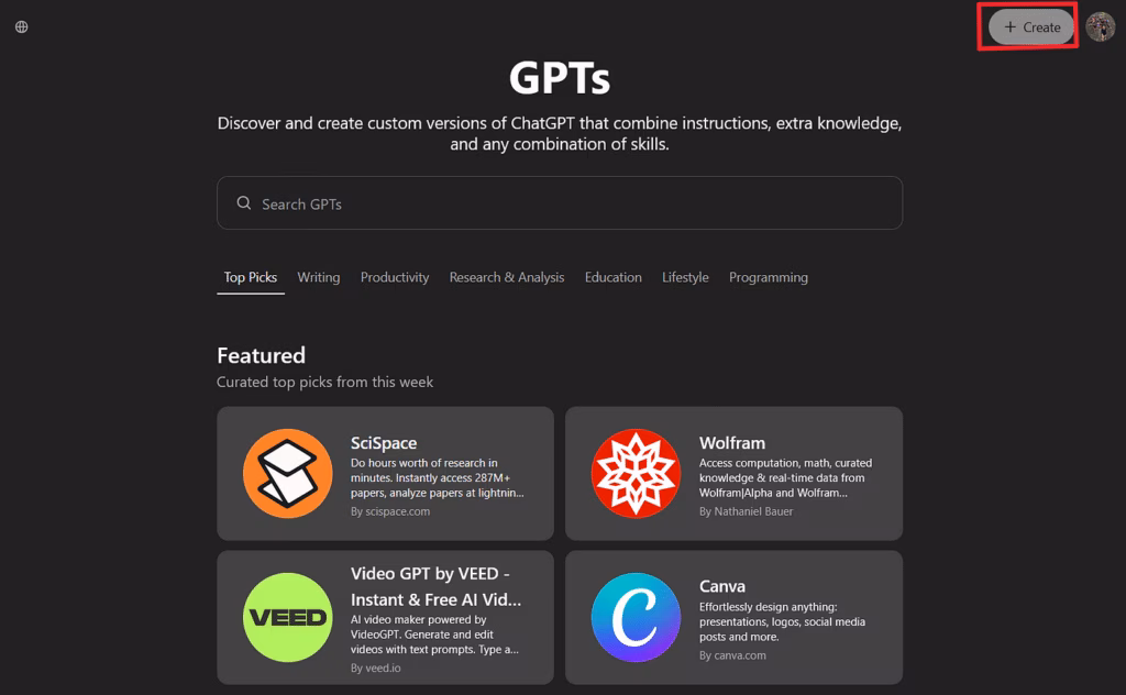 ChatGPTs custom GPTs