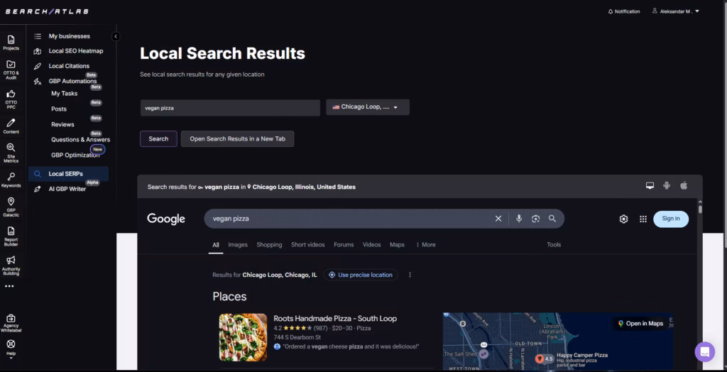 Search Atlas Local Search Results