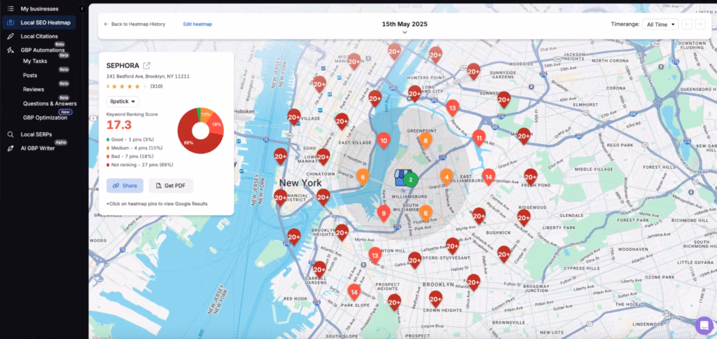 local rankings in Search Atlas Local SEO Heatmap Tool
