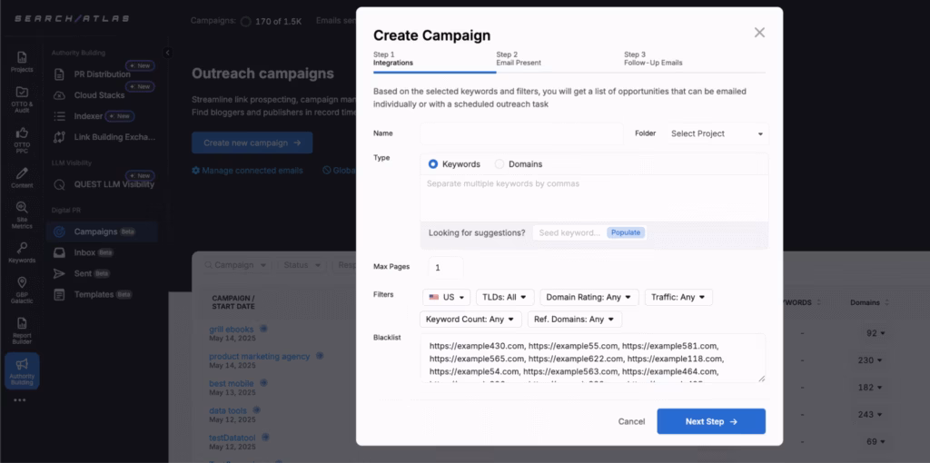 outreach campaign search atlas
