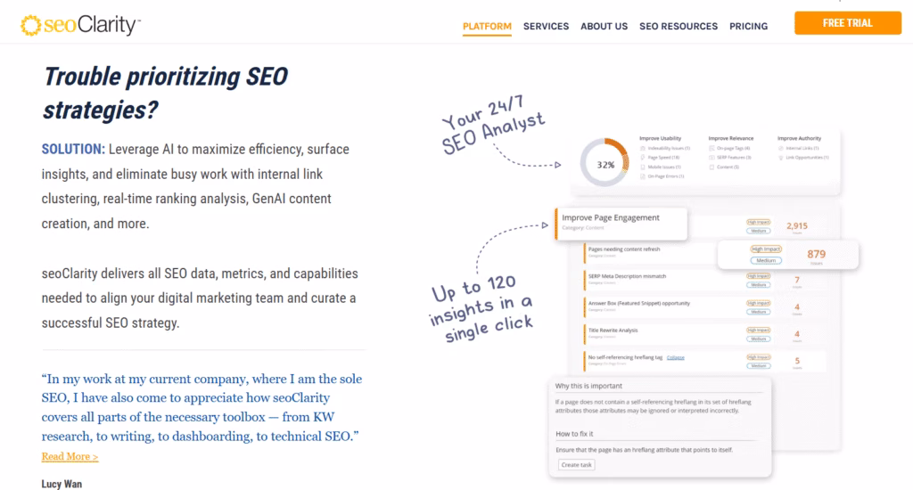 seoclarity ai seo tool