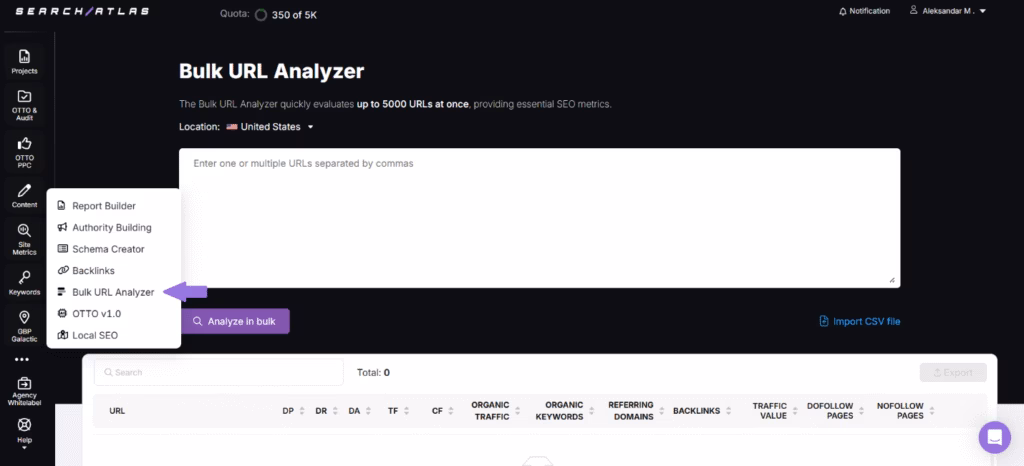 Bulk URL analyzer by SA