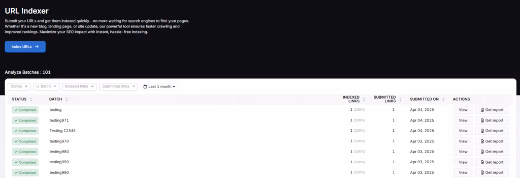 search atlas URL indexer tool