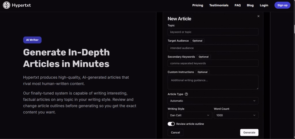 hypertxt ai seo tool