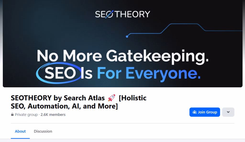 seotheory by search atlas facebook group