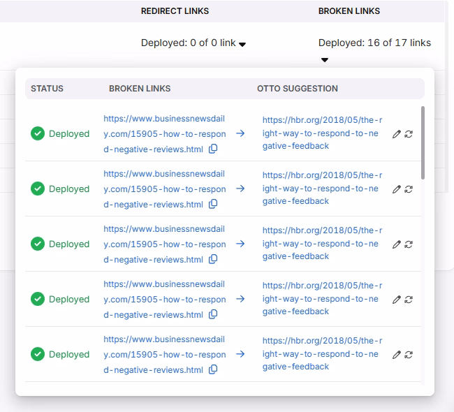 search atlas OTTO SEO Broken Links backlinks outbound links external links