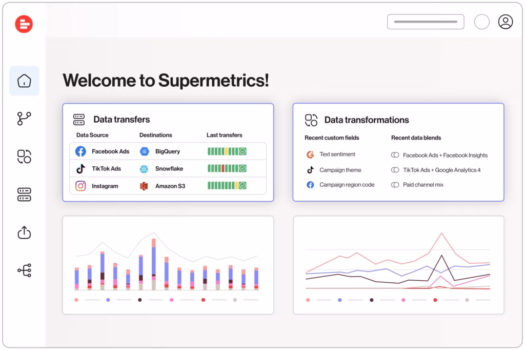 supermetrics data sources connection data transfers data transformations