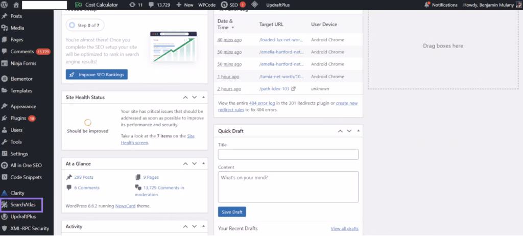 Connect Search Atlas WordPress Plugin Step 1