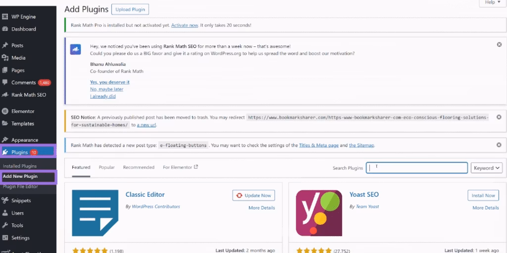 Installing searchatlas wordpress plugin step 1