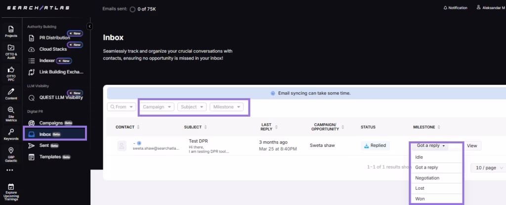 Manage and Track Campaign on Search Atlas step 3
