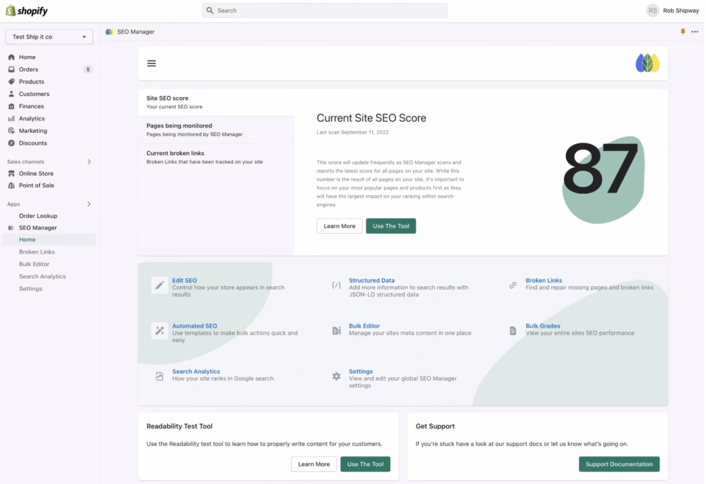 SEO manager app for shopify