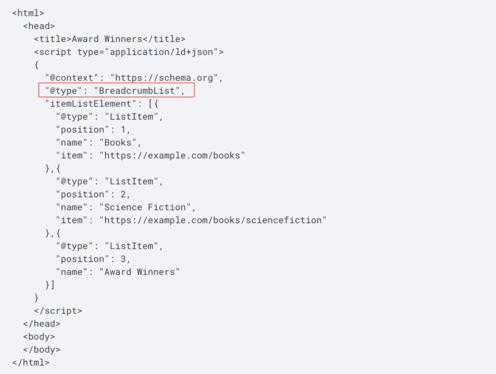 BreadcrumbList Google