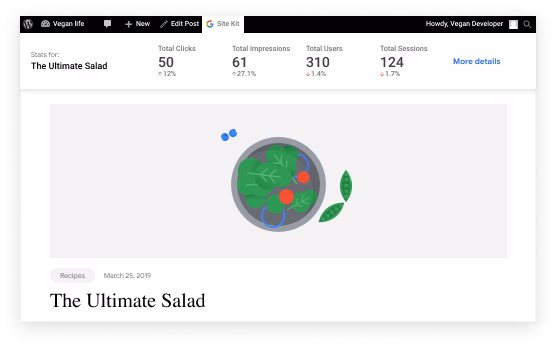 google site kit adminBar