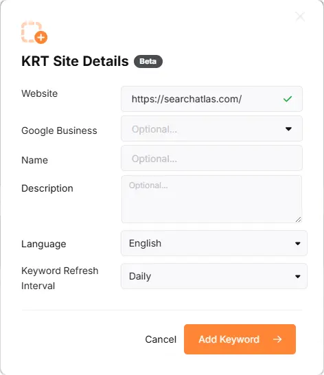 Search Atlas Keyword Rank Tracker step 2