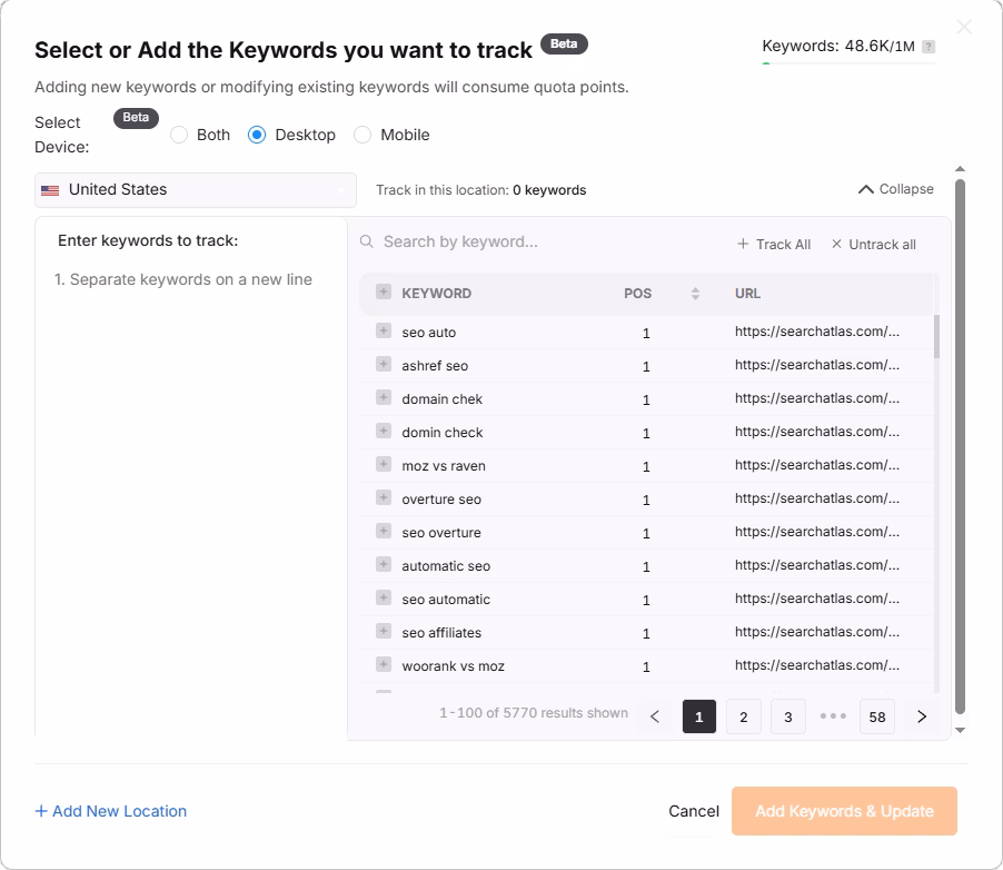 Search Atlas Keyword Rank Tracker step 3