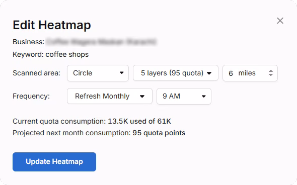 Configure the Heatmap step 4