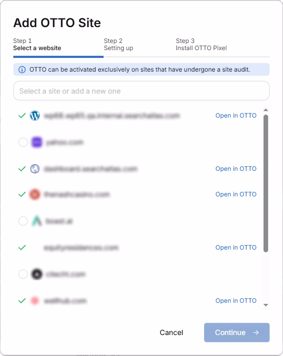 search atlas set up OTTO step 2