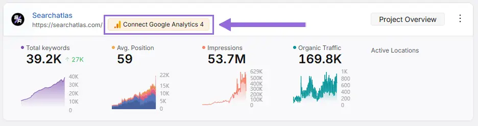 search atlas Connect google analytics step 1
