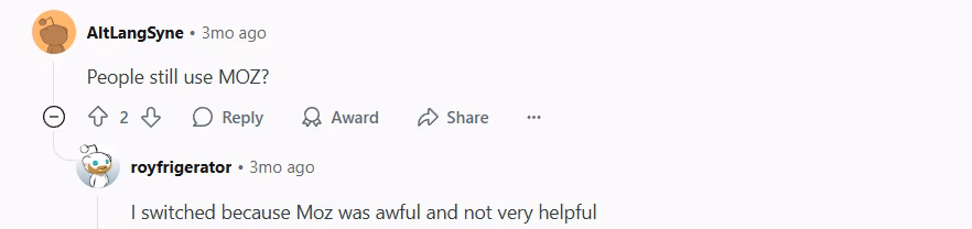 Moz's lost brand relevance and trust